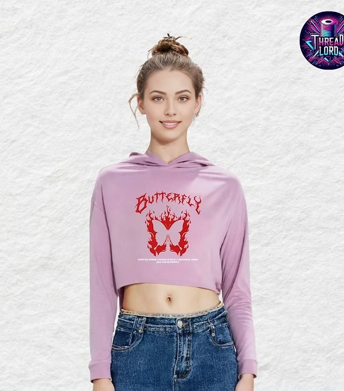 Butterfly Women's Cropped Hoodies