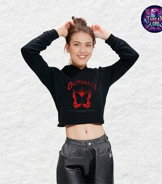 Butterfly Women's Cropped Hoodies