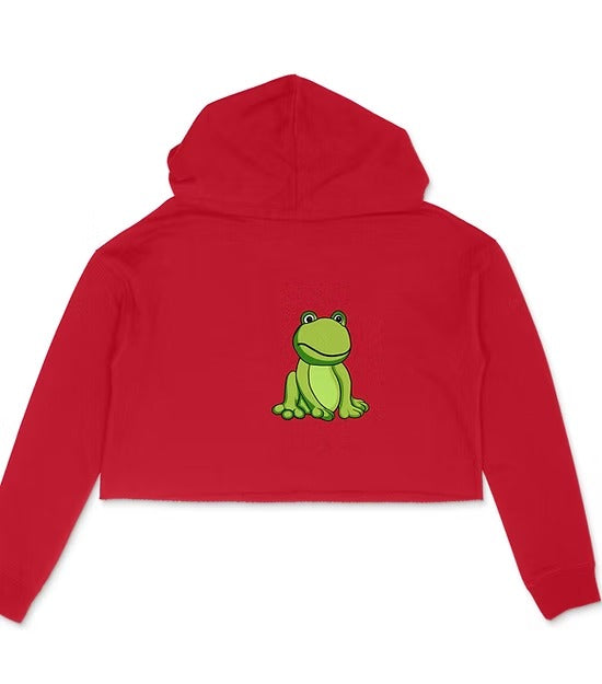 Animal - Confused Frog Women's Crop Hoodie